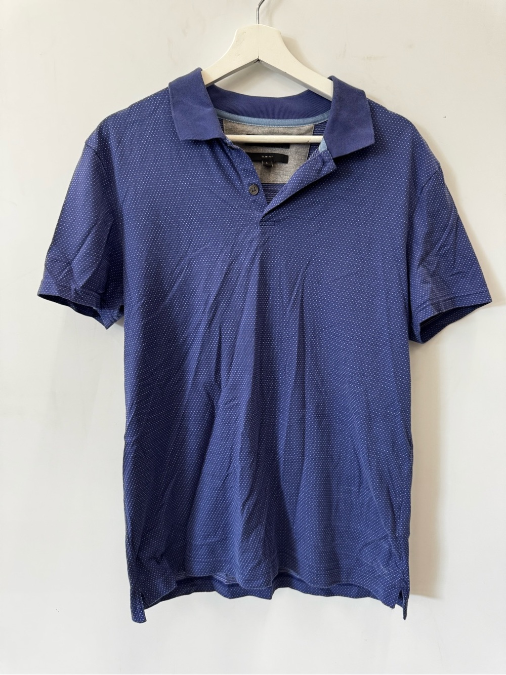 Banana Republic cotton micro-dot slim fit blue polo shirt size Large